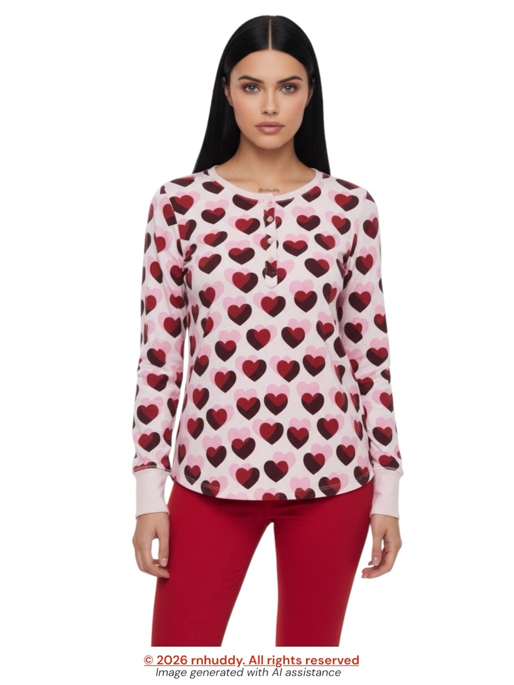 Kate Spade M bushed heart print PJ top